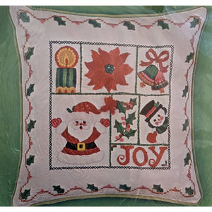 Vintage Bucilla Christmas Needlecraft Kit Christmas Pillow "Holiday Patch" #2361